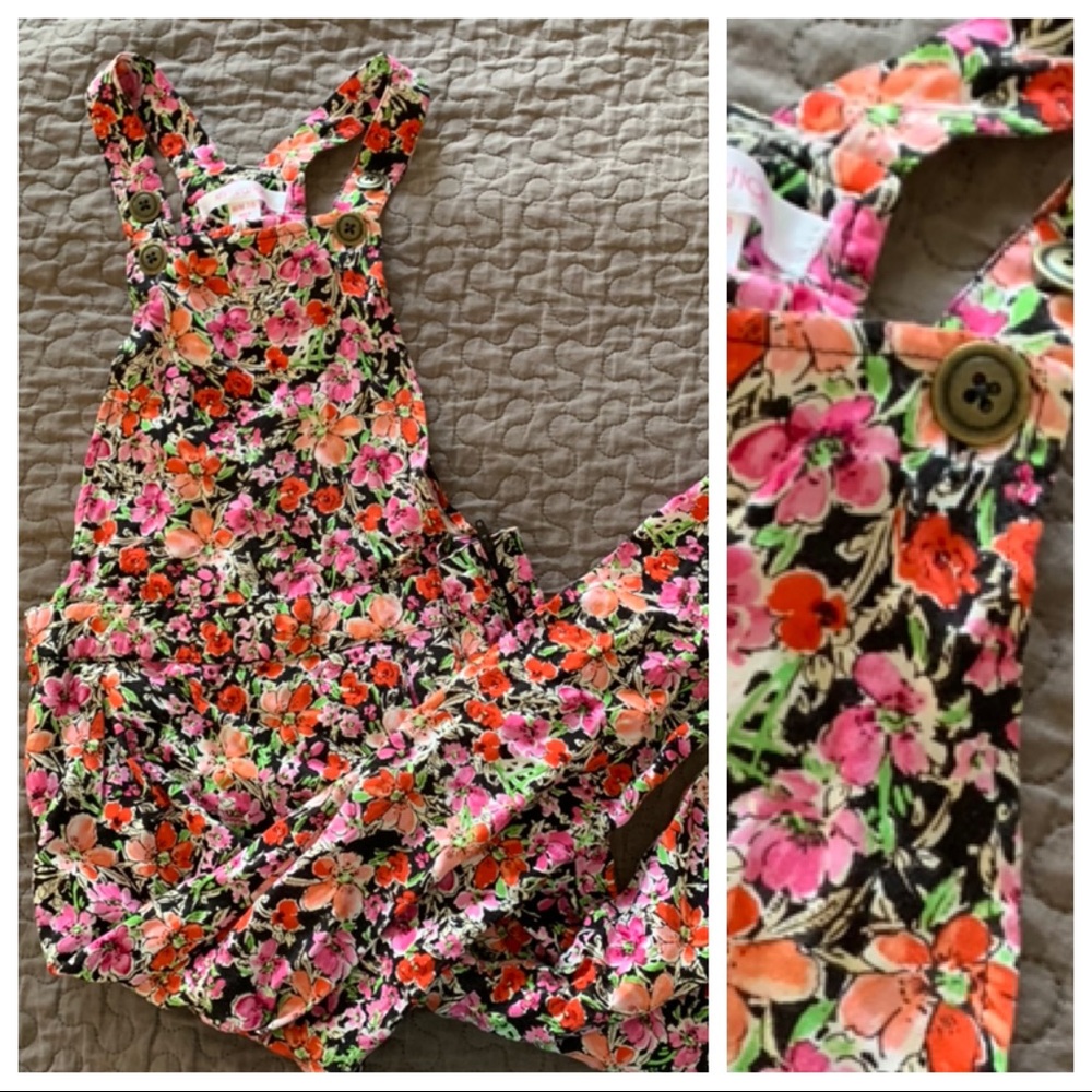 Xhilaration Floral Overalls Jumpsuit Medium 7/8